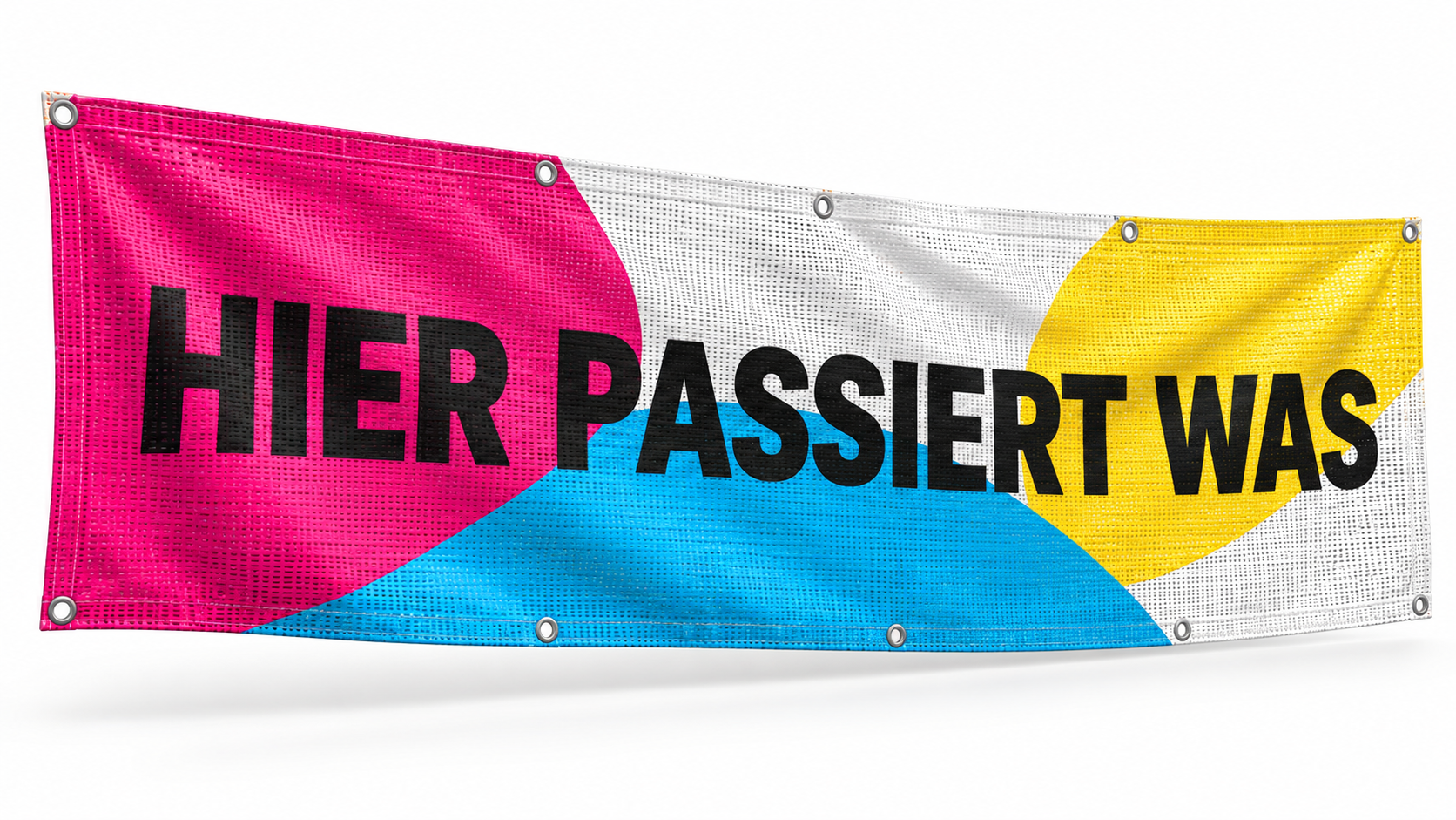 Bedrucktes Mesh-Werbebanner mit feiner offener Gewebestruktur und Metallösen